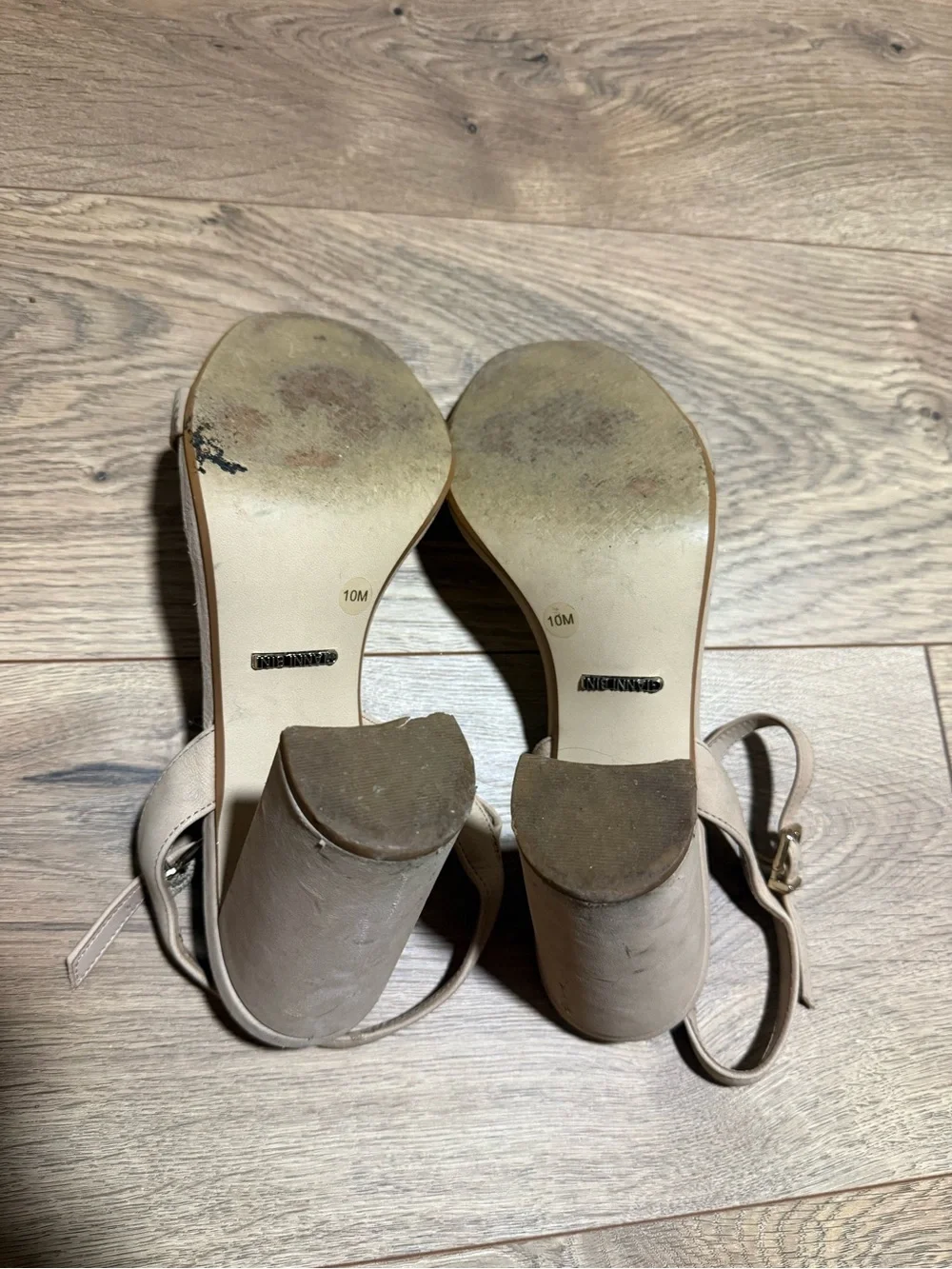 Gianni Bini Blush Beige Open-Toe Slingback Heels